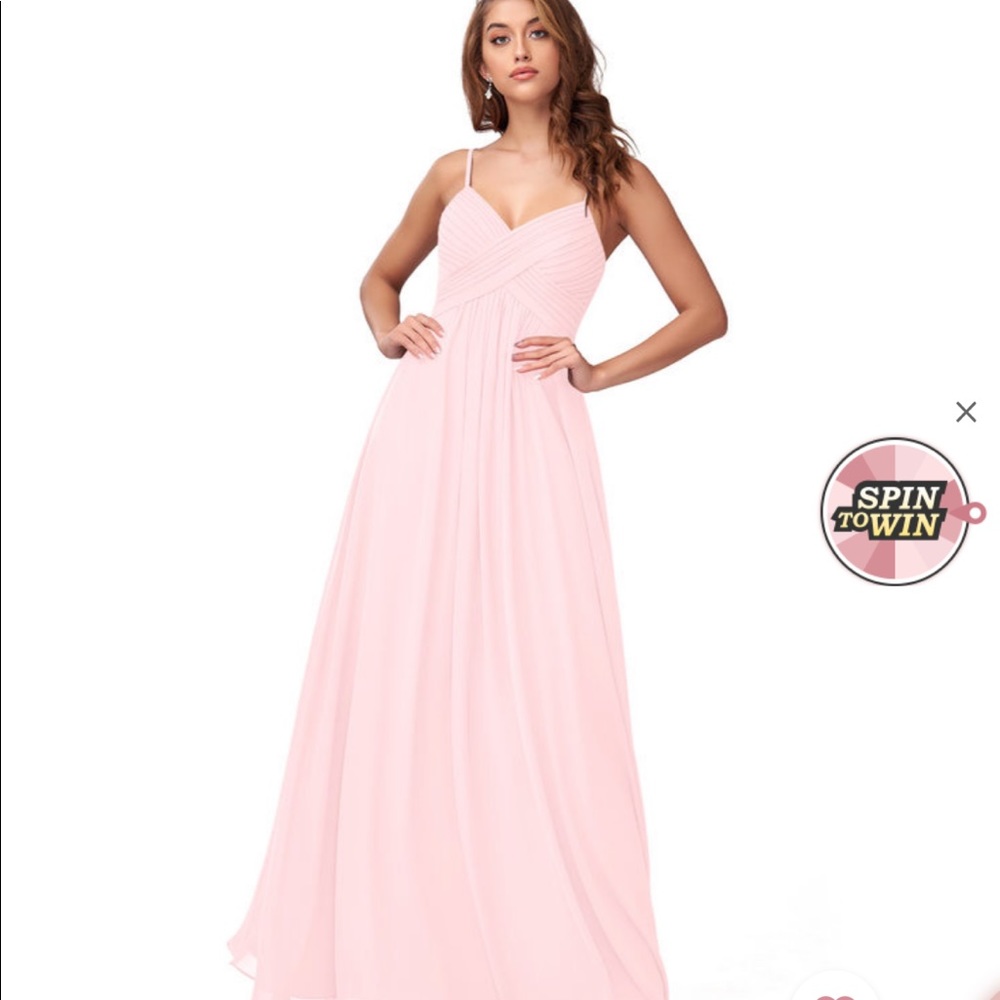 Azazie Shannon bridesmaid dress in blushing pink - size A6